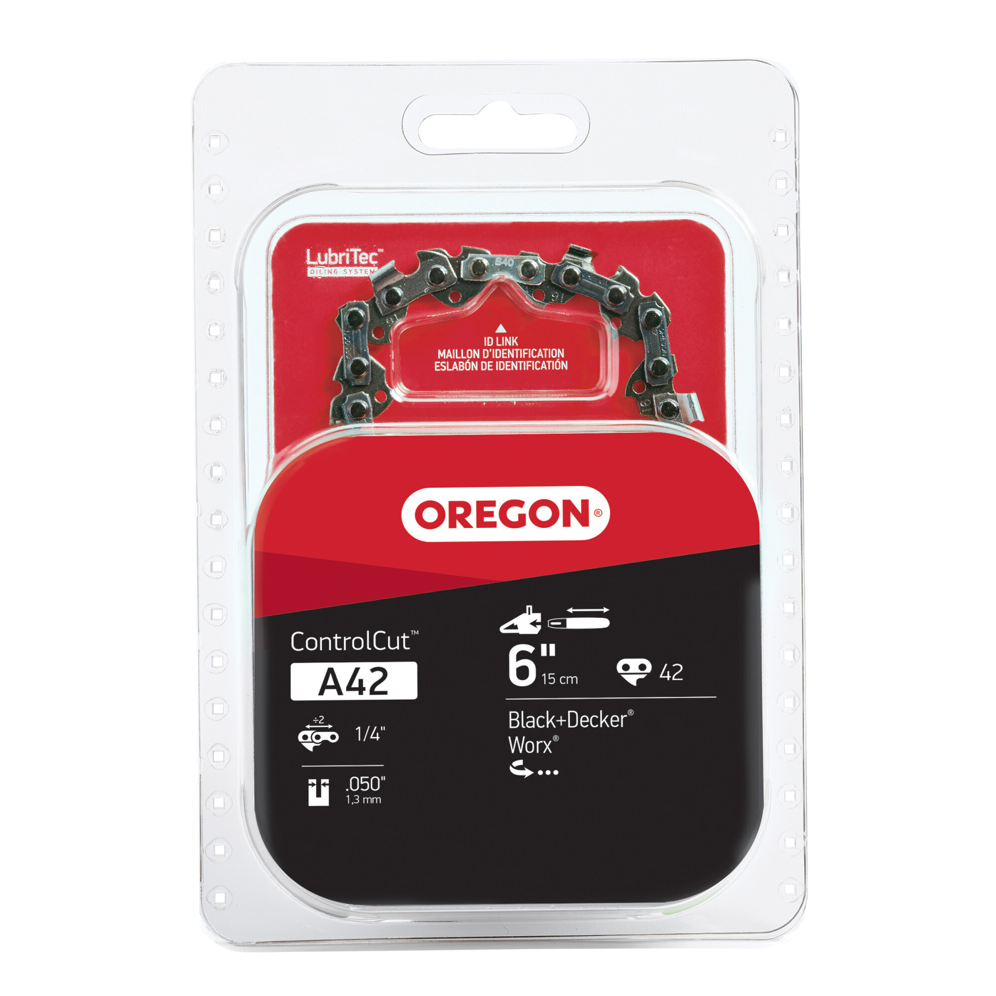 Oregon, ControlCut Chainsaw Chain, Bar Length 6 in, Chain Pitch 1/4 in, Model# A42